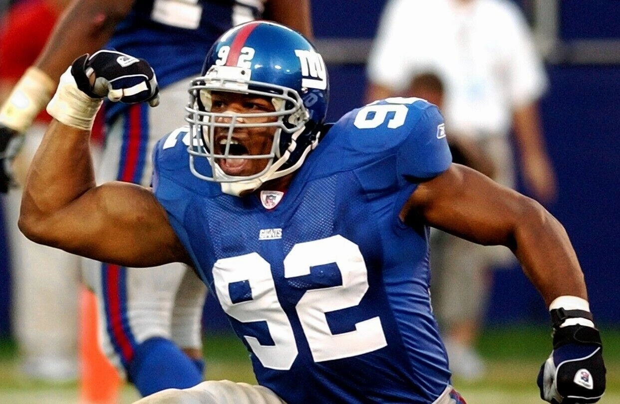 Michael Strahan New York Giants Signed Career Highlight Stat Jersey (Beckett)