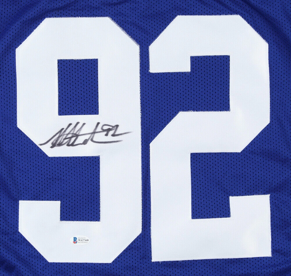 Michael Strahan New York Giants Signed Jersey (Beckett COA) 7All Pro Def.End