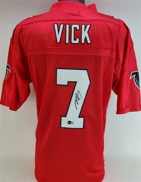 Michael Vick Signed Atlanta Falcons Red Home Jersey (Beckett) 4Pro Bowl Q.B.