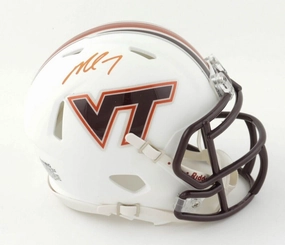 Michael Vick Signed Virginia Tech Hokies White Speed Mini Helmet (JSA COA)