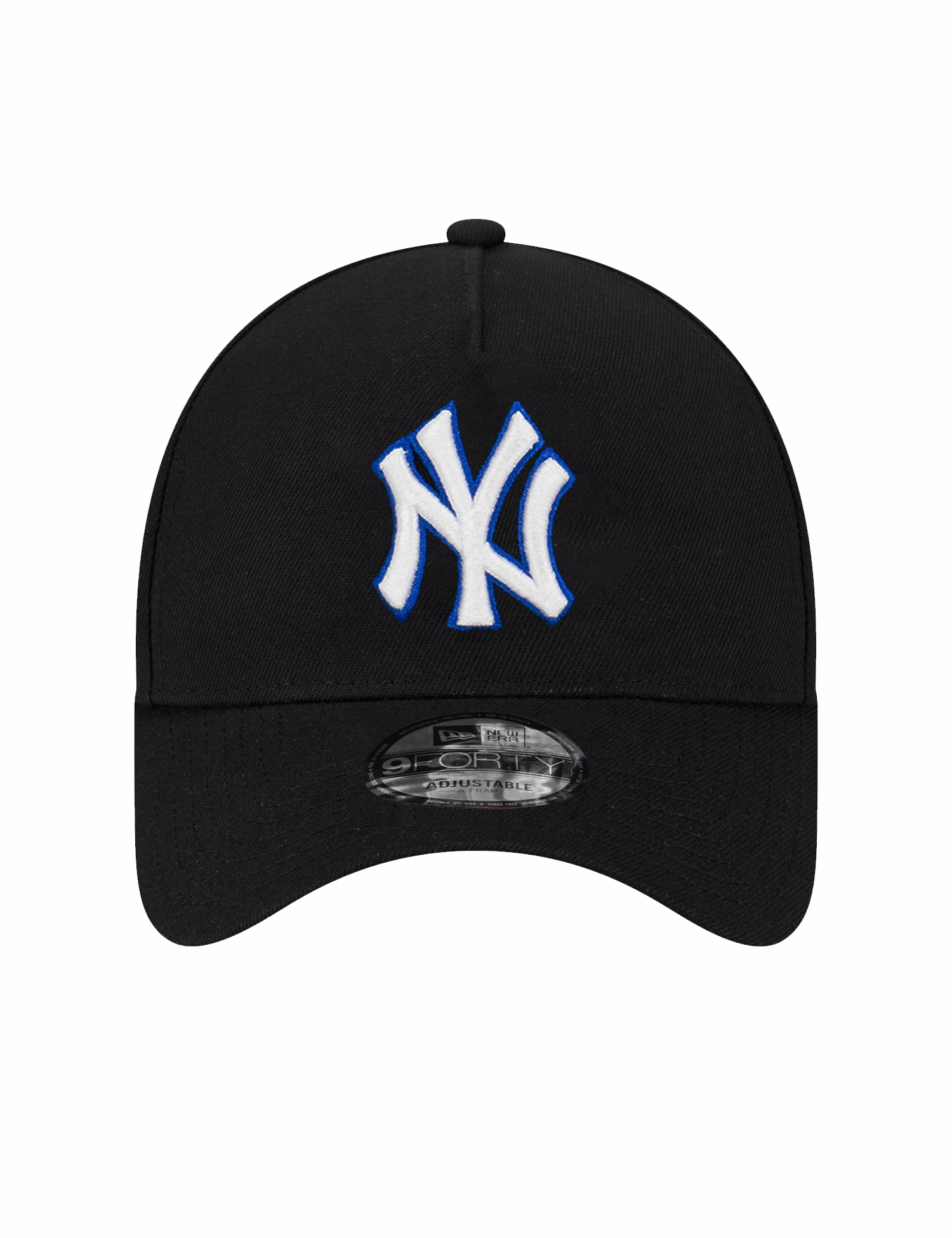 New York Yankees New Era MLB 9FORTY Royal Outline A-Frame Snapback Hat - Black