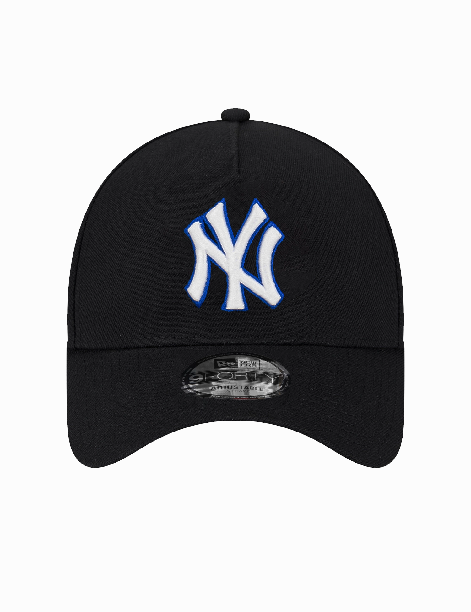 New York Yankees New Era MLB 9FORTY Royal Outline A-Frame Snapback Hat - Black