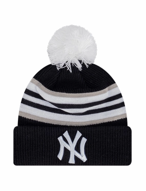 New York Yankees New Era MLB Stripe Hit Knit Beanie - Navy