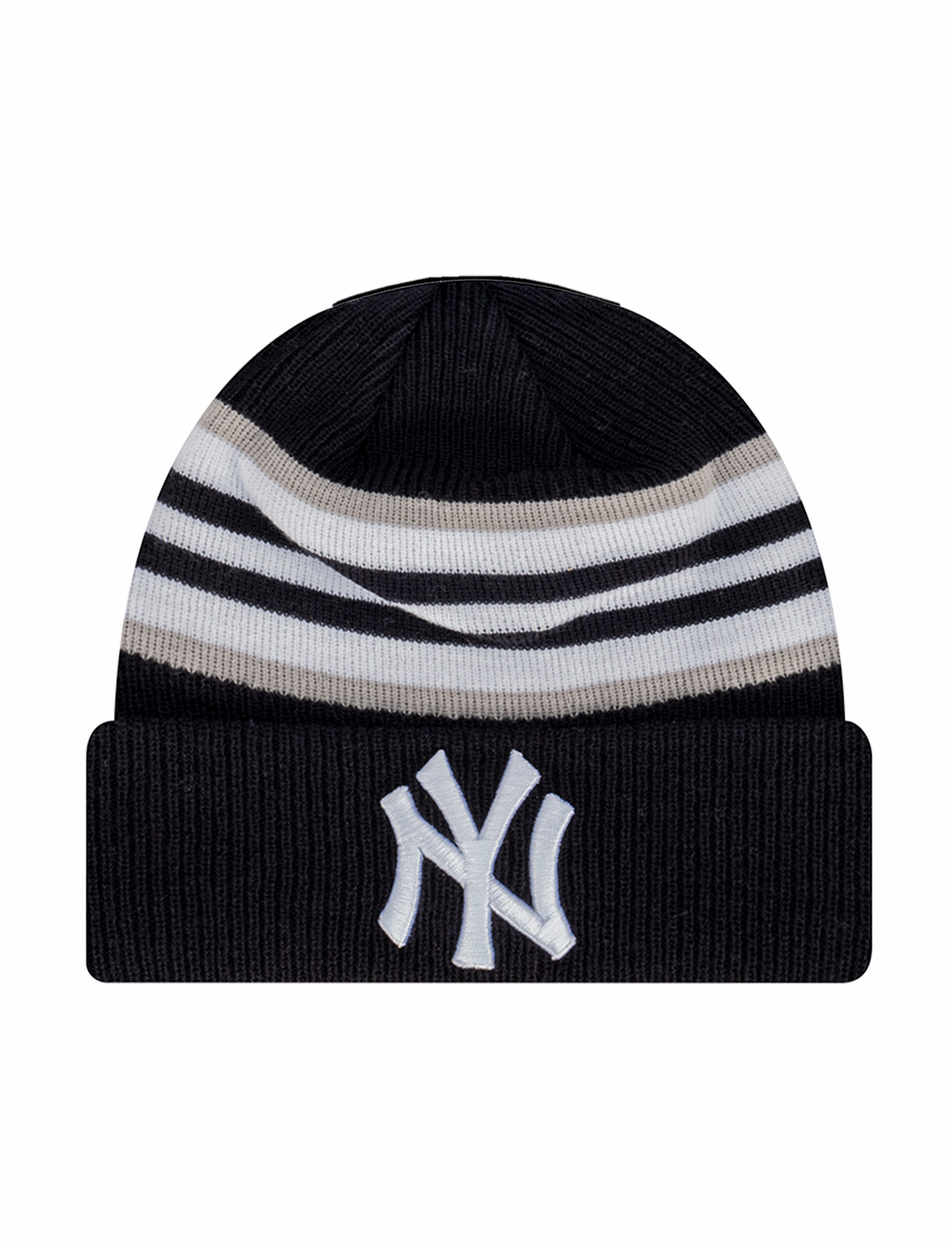 New York Yankees New Era MLB Stripe Hit Pomless Knit Beanie - Navy