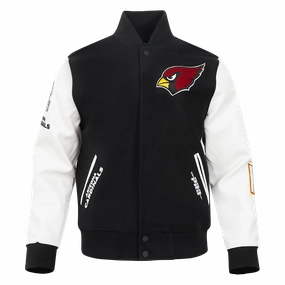 NFL ARIZONA CARDINALS CLASSIC MEN'S WOOL VARSITY JACKET (BLACK/WHITE)