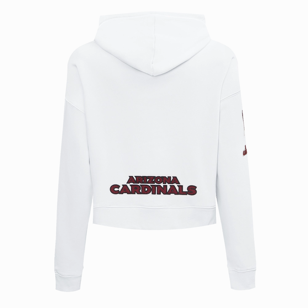 NFL ARIZONA CARDINALS CLASSIC WOMEN'S CROPPED FLEECE PULLOVER HOODIE (WHITE)