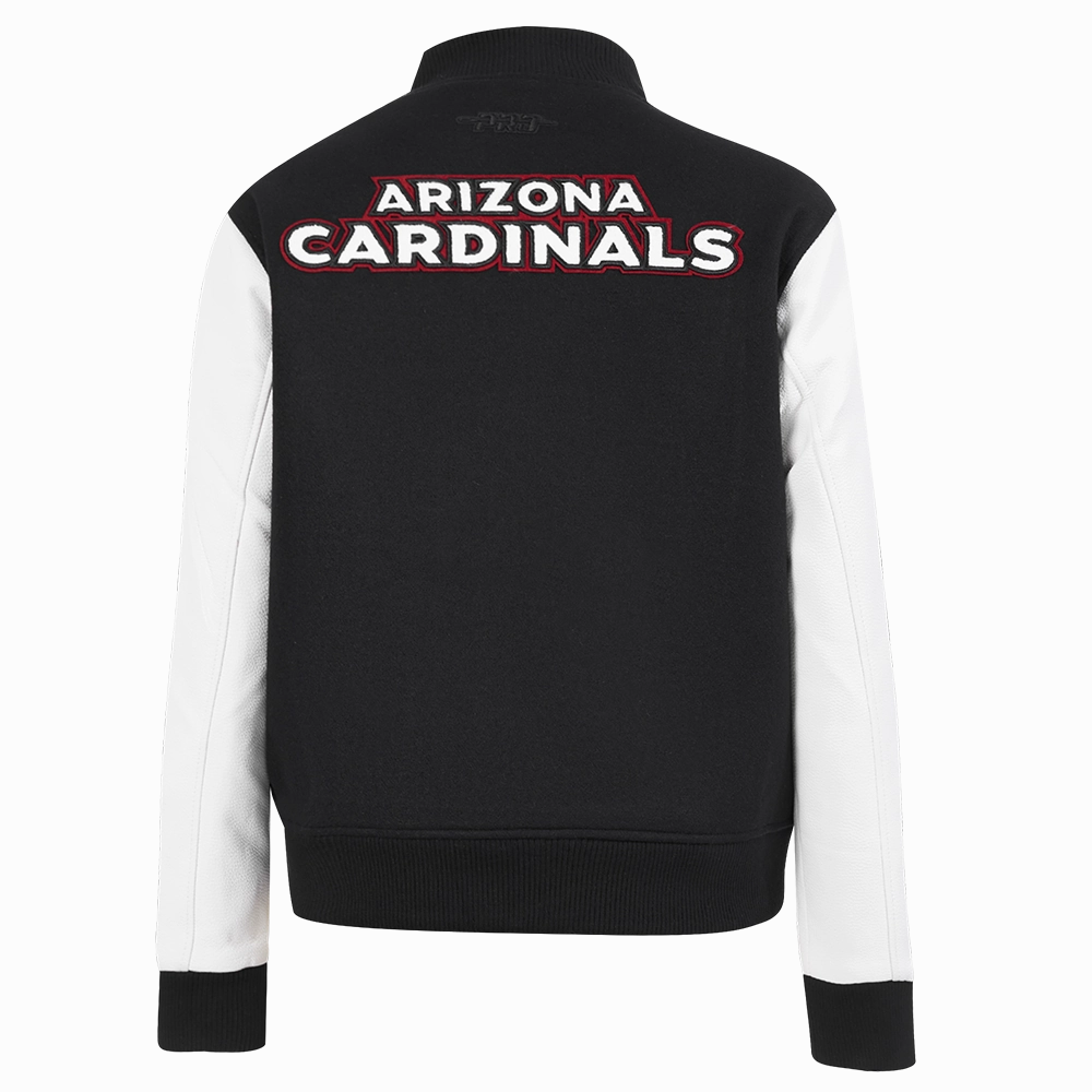 NFL ARIZONA CARDINALS CLASSIC WOMEN'S WOOL VARSITY JACKET (BLACK/WHITE)