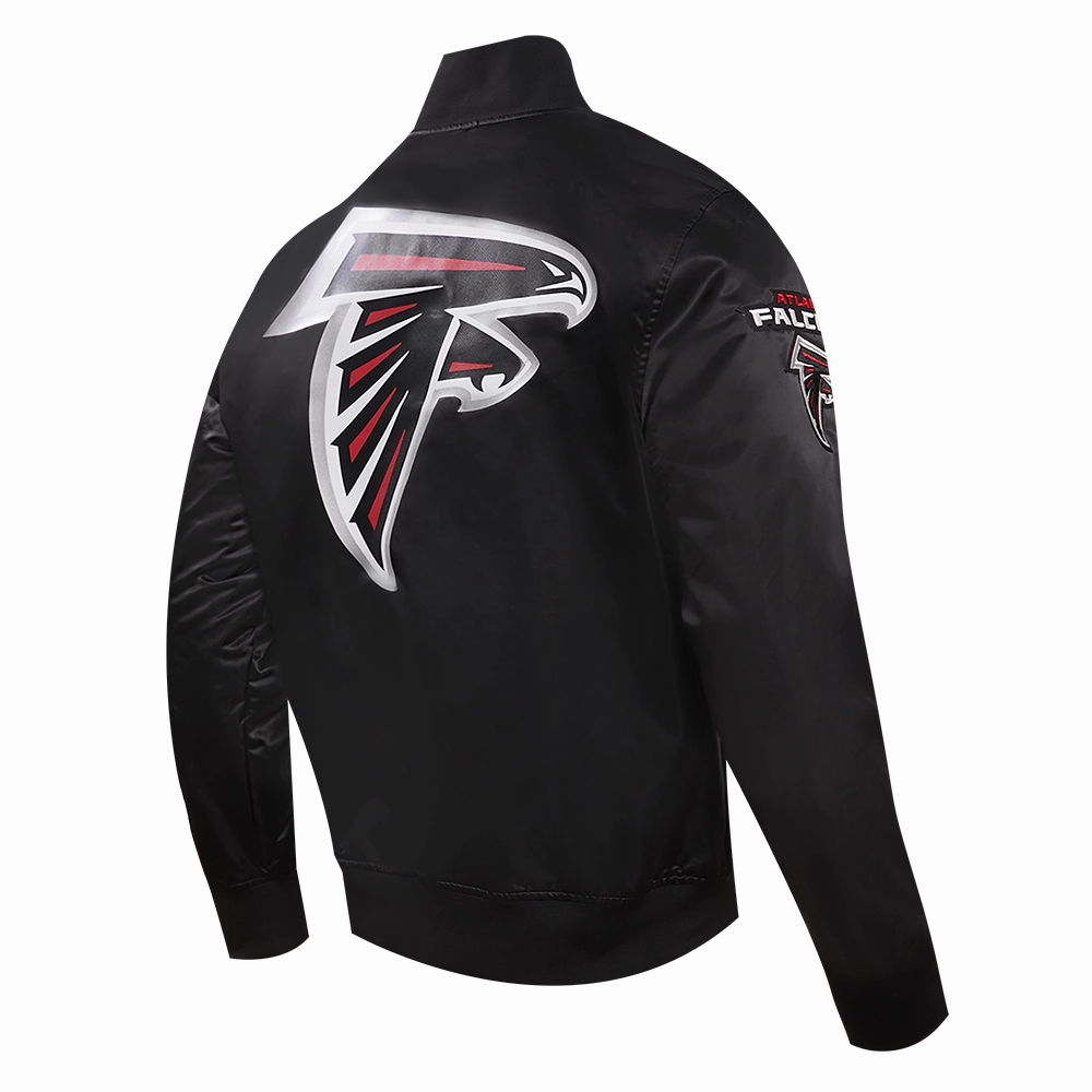 NFL ATLANTA FALCONS BIG LOGO MEN'S SATIN JACKET (BLACK)