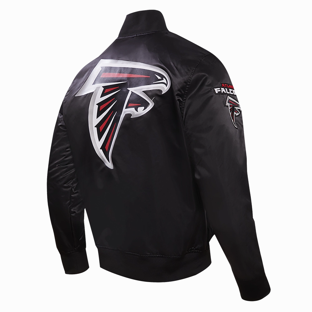 NFL ATLANTA FALCONS BIG LOGO MEN'S SATIN JACKET (BLACK)