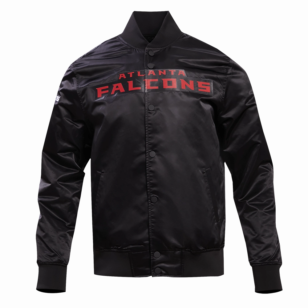 NFL ATLANTA FALCONS BIG LOGO MEN'S SATIN JACKET (BLACK)