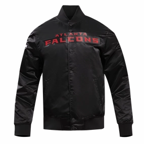 NFL ATLANTA FALCONS BIG LOGO MEN'S SATIN JACKET (BLACK)