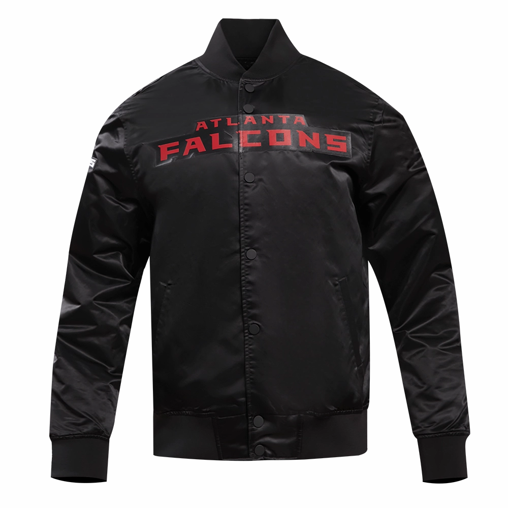 NFL ATLANTA FALCONS BIG LOGO MEN'S SATIN JACKET (BLACK)