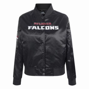 NFL ATLANTA FALCONS CLASSIC WOMEN'S SATIN JACKET (BLACK)