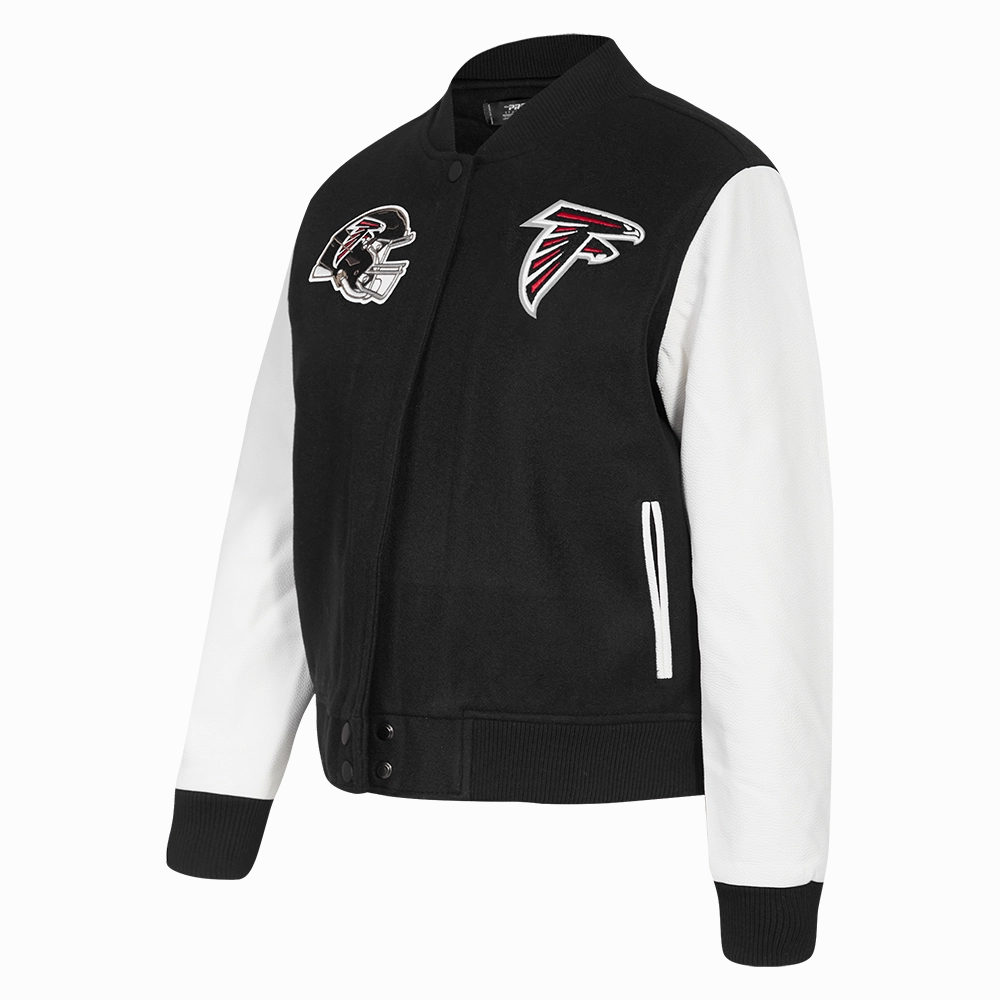 NFL ATLANTA FALCONS CLASSIC WOMEN'S WOOL VARSITY JACKET (BLACK/WHITE)