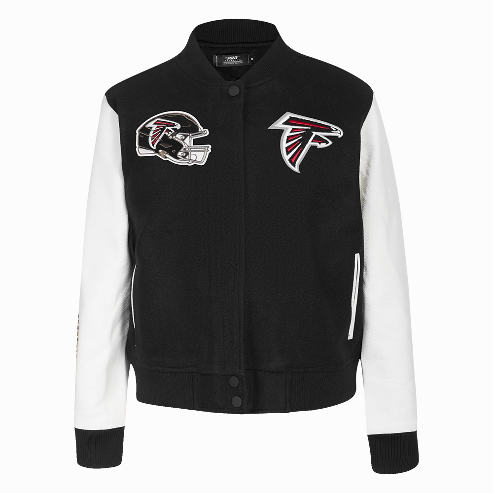 NFL ATLANTA FALCONS CLASSIC WOMEN'S WOOL VARSITY JACKET (BLACK/WHITE)