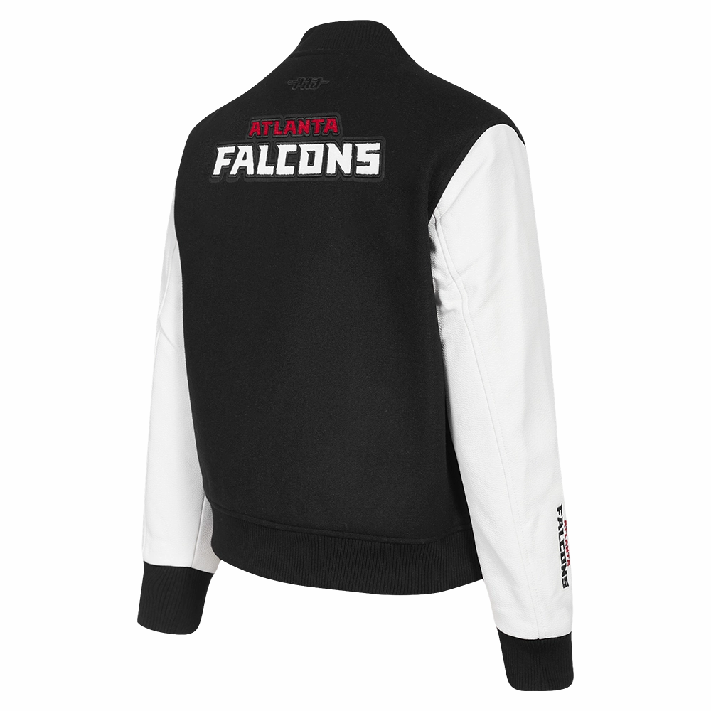 NFL ATLANTA FALCONS CLASSIC WOMEN'S WOOL VARSITY JACKET (BLACK/WHITE)