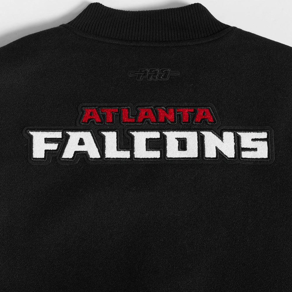 NFL ATLANTA FALCONS CLASSIC WOMEN'S WOOL VARSITY JACKET (BLACK/WHITE)
