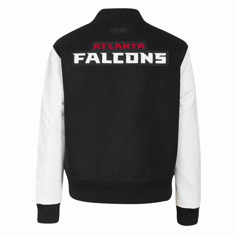NFL ATLANTA FALCONS CLASSIC WOMEN'S WOOL VARSITY JACKET (BLACK/WHITE)