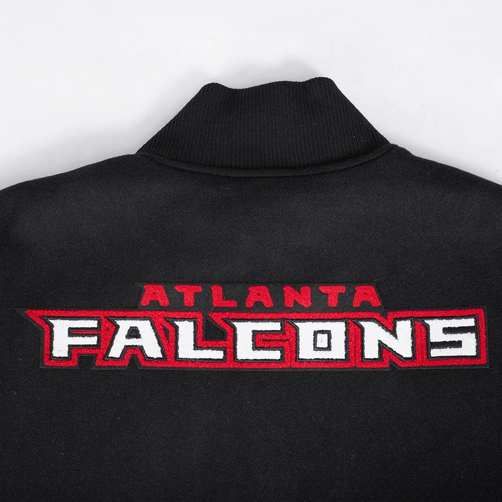NFL ATLANTA FALCONS CLASSIC WOOL MEN'S VARSITY JACKET (BLACK/WHITE)