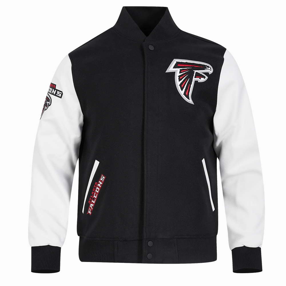 NFL ATLANTA FALCONS CLASSIC WOOL MEN'S VARSITY JACKET (BLACK/WHITE)