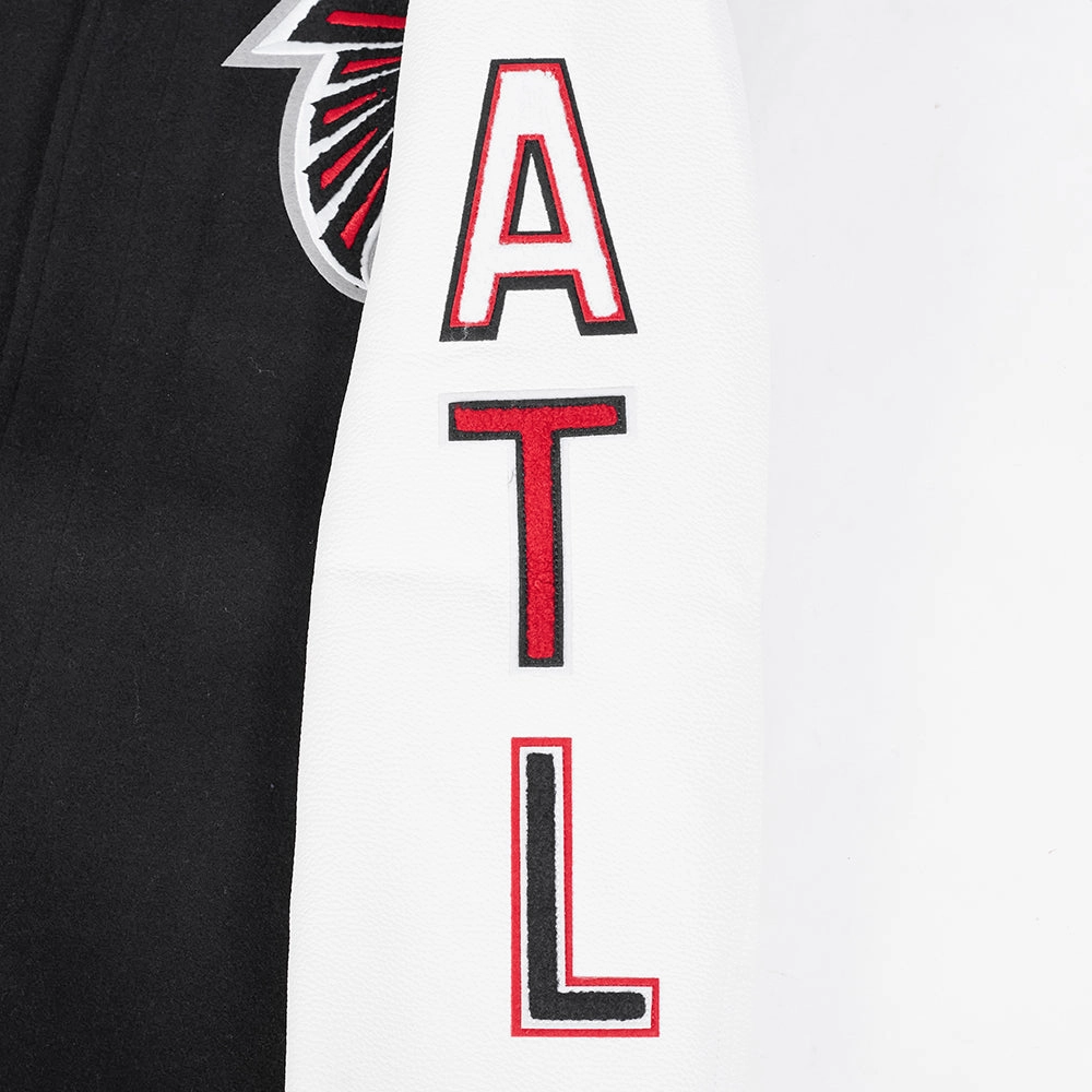 NFL ATLANTA FALCONS CLASSIC WOOL MEN'S VARSITY JACKET (BLACK/WHITE)