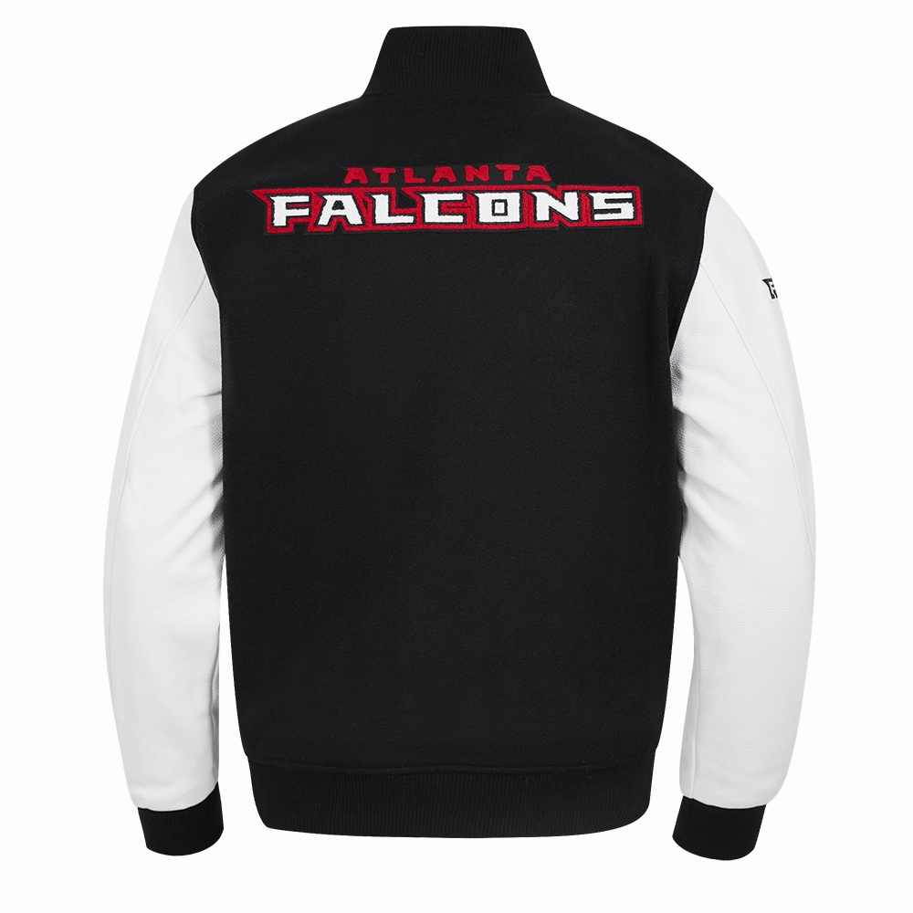 NFL ATLANTA FALCONS CLASSIC WOOL MEN'S VARSITY JACKET (BLACK/WHITE)