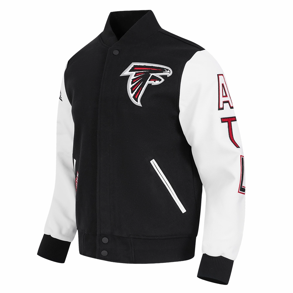 NFL ATLANTA FALCONS CLASSIC WOOL MEN'S VARSITY JACKET (BLACK/WHITE)