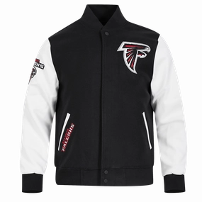 NFL ATLANTA FALCONS CLASSIC WOOL MEN'S VARSITY JACKET (BLACK/WHITE)