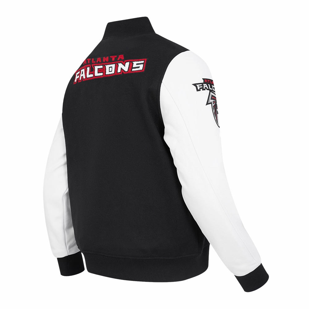 NFL ATLANTA FALCONS CLASSIC WOOL MEN'S VARSITY JACKET (BLACK/WHITE)