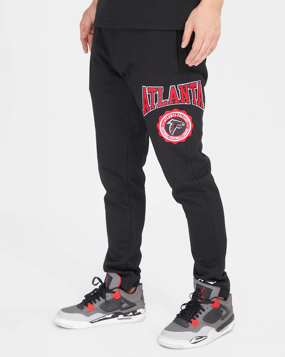 NFL ATLANTA FALCONS CREST EMBLEM MEN'S RIB SWEATPANT (BLACK/RED/BLACK)