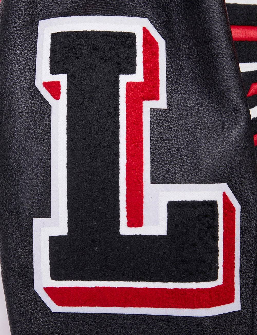 NFL ATLANTA FALCONS MASHUP MEN'S RIB WOOL VARSITY JACKET (RED/BLACK)