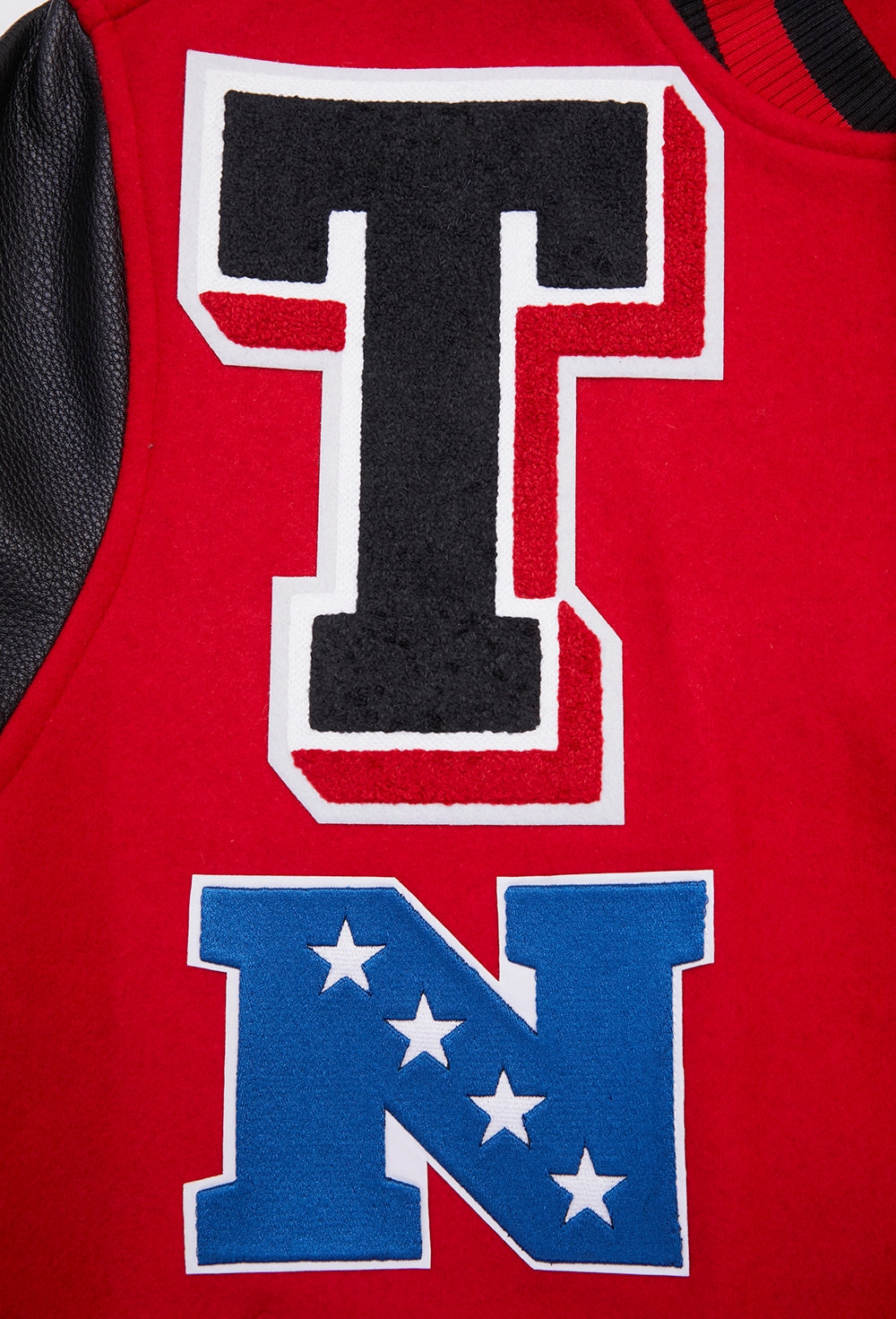 NFL ATLANTA FALCONS MASHUP MEN'S RIB WOOL VARSITY JACKET (RED/BLACK)