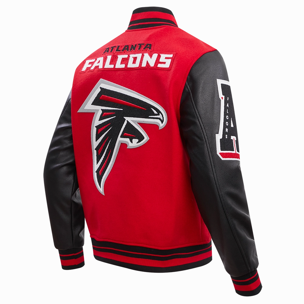 NFL ATLANTA FALCONS MASHUP MEN'S RIB WOOL VARSITY JACKET (RED/BLACK)