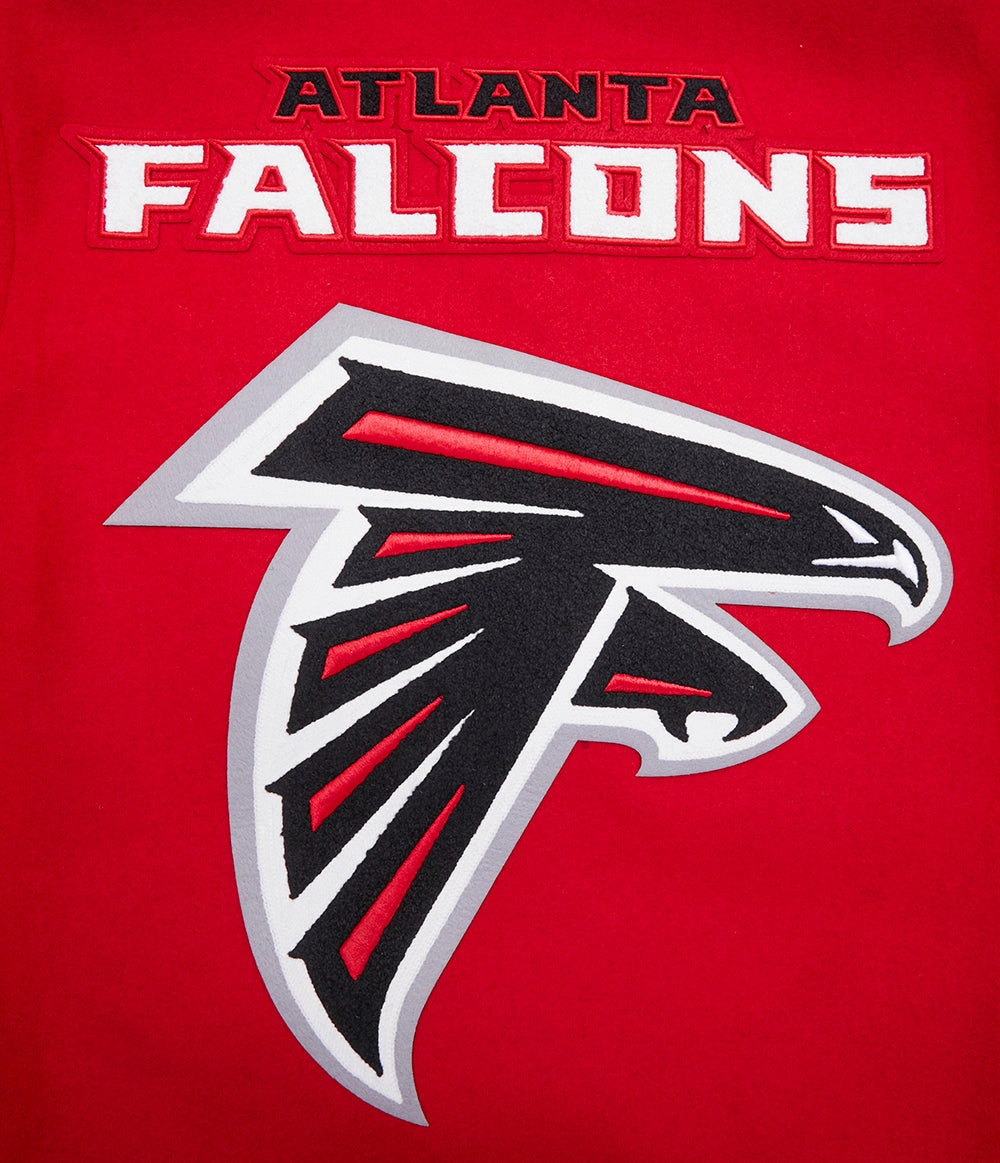NFL ATLANTA FALCONS MASHUP MEN'S RIB WOOL VARSITY JACKET (RED/BLACK)