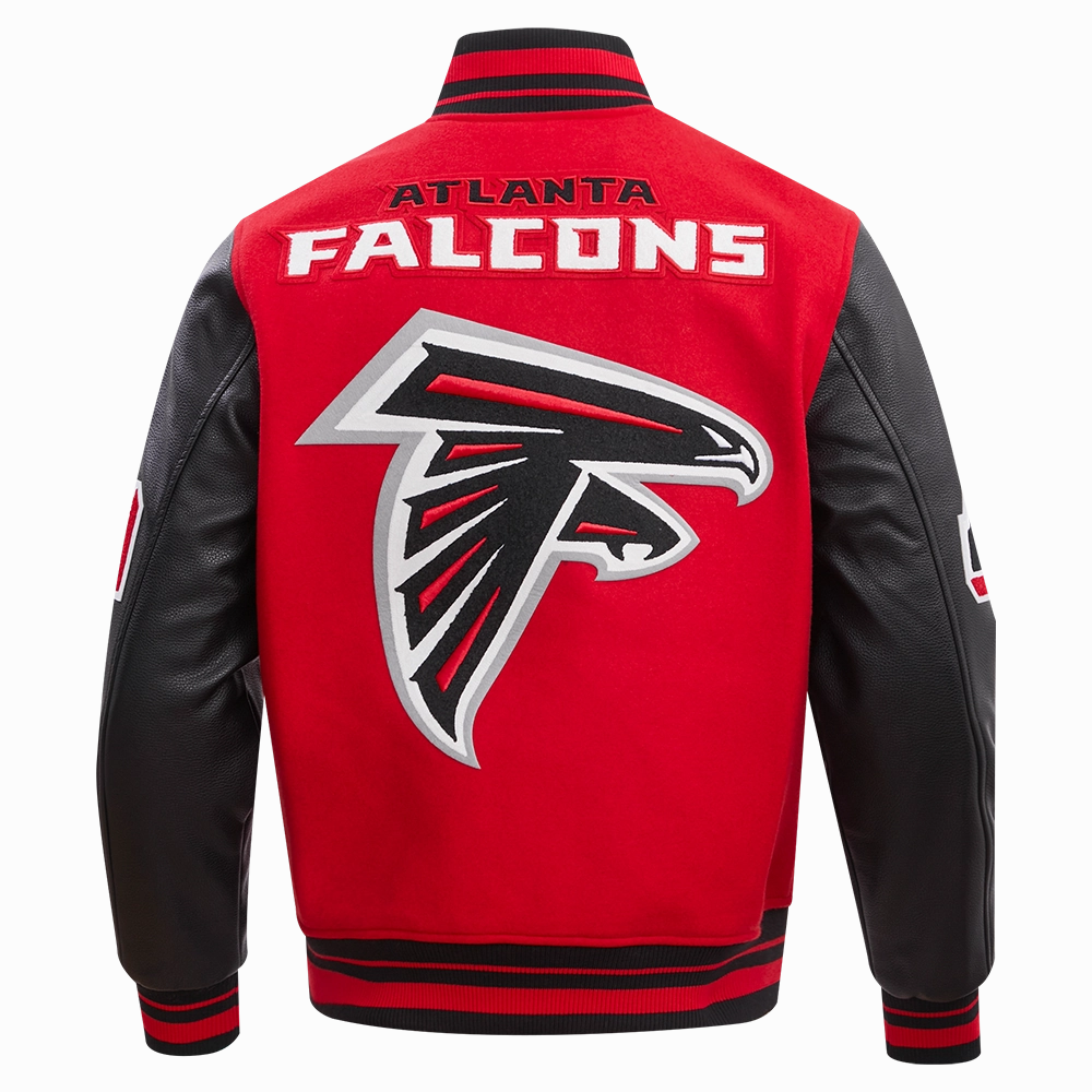 NFL ATLANTA FALCONS MASHUP MEN'S RIB WOOL VARSITY JACKET (RED/BLACK)
