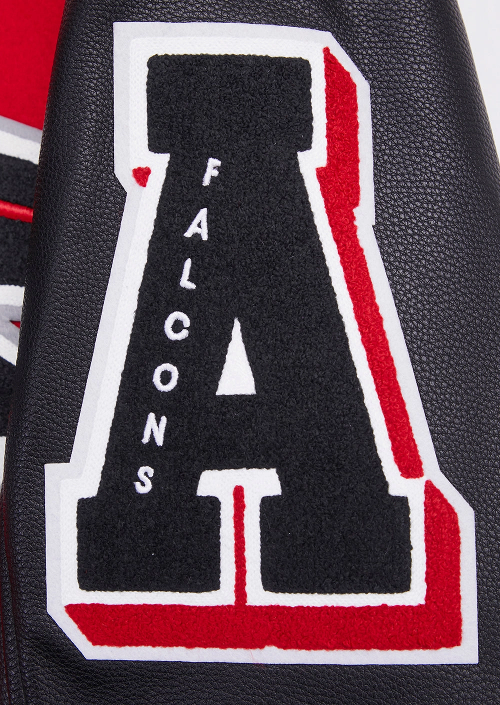 NFL ATLANTA FALCONS MASHUP MEN'S RIB WOOL VARSITY JACKET (RED/BLACK)