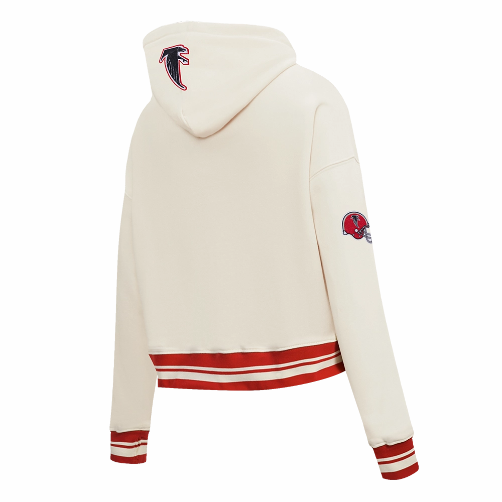 NFL ATLANTA FALCONS RETRO CLASSIC WOMEN'S RIB CROPPED PO HOODIE (EGGSHELL/ RED)