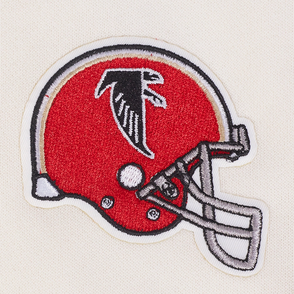 NFL ATLANTA FALCONS RETRO CLASSIC WOMEN'S RIB CROPPED PO HOODIE (EGGSHELL/ RED)