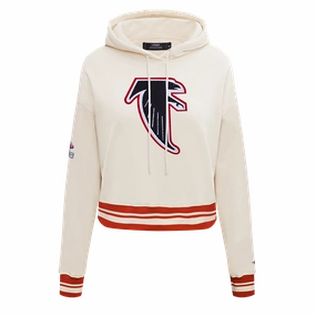NFL ATLANTA FALCONS RETRO CLASSIC WOMEN'S RIB CROPPED PO HOODIE (EGGSHELL/ RED)