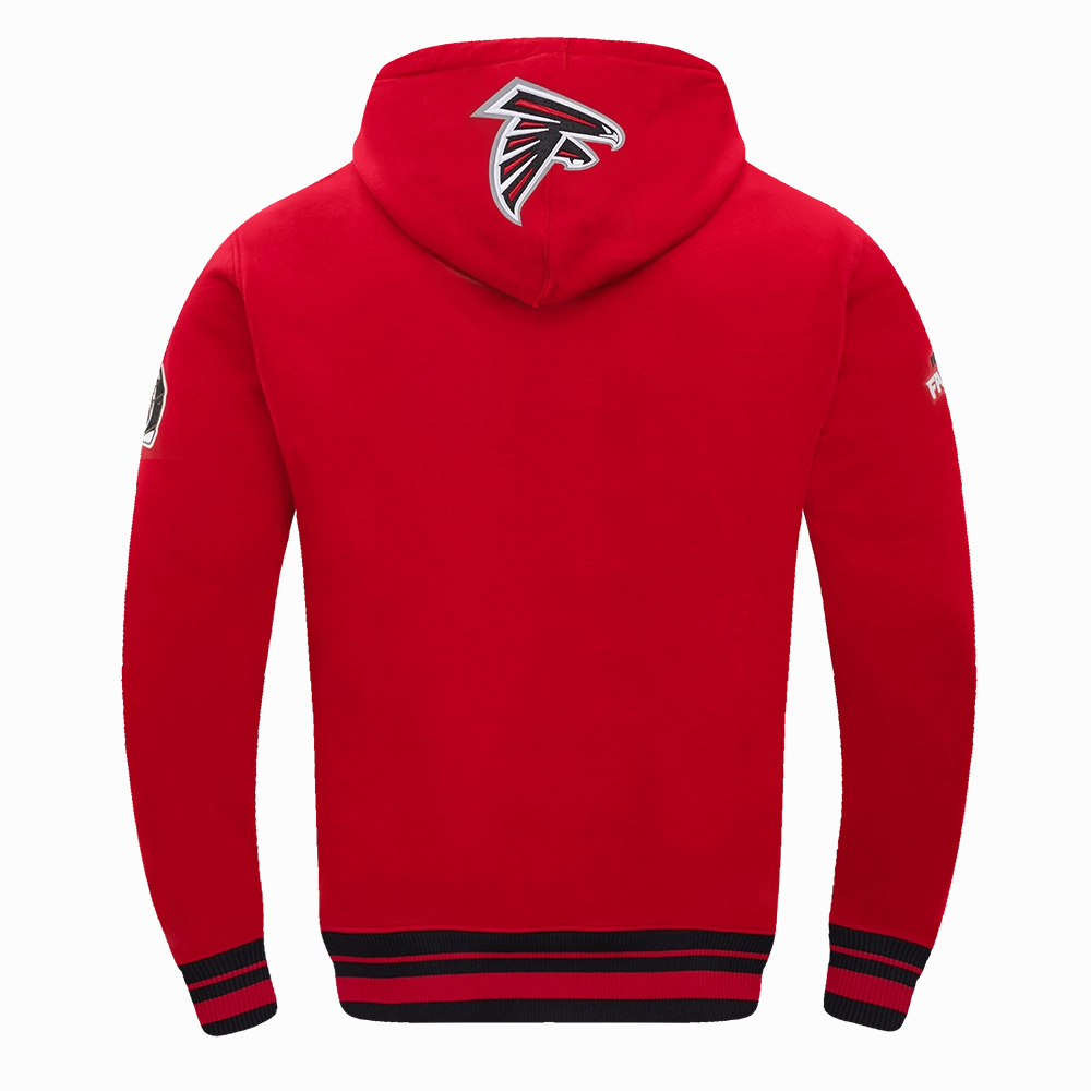 NFL ATLANTA FALCONS SCRIPT TAIL MEN'S RIB FLC PO HOODIE (RED/BLACK)