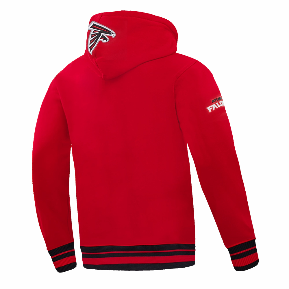 NFL ATLANTA FALCONS SCRIPT TAIL MEN'S RIB FLC PO HOODIE (RED/BLACK)