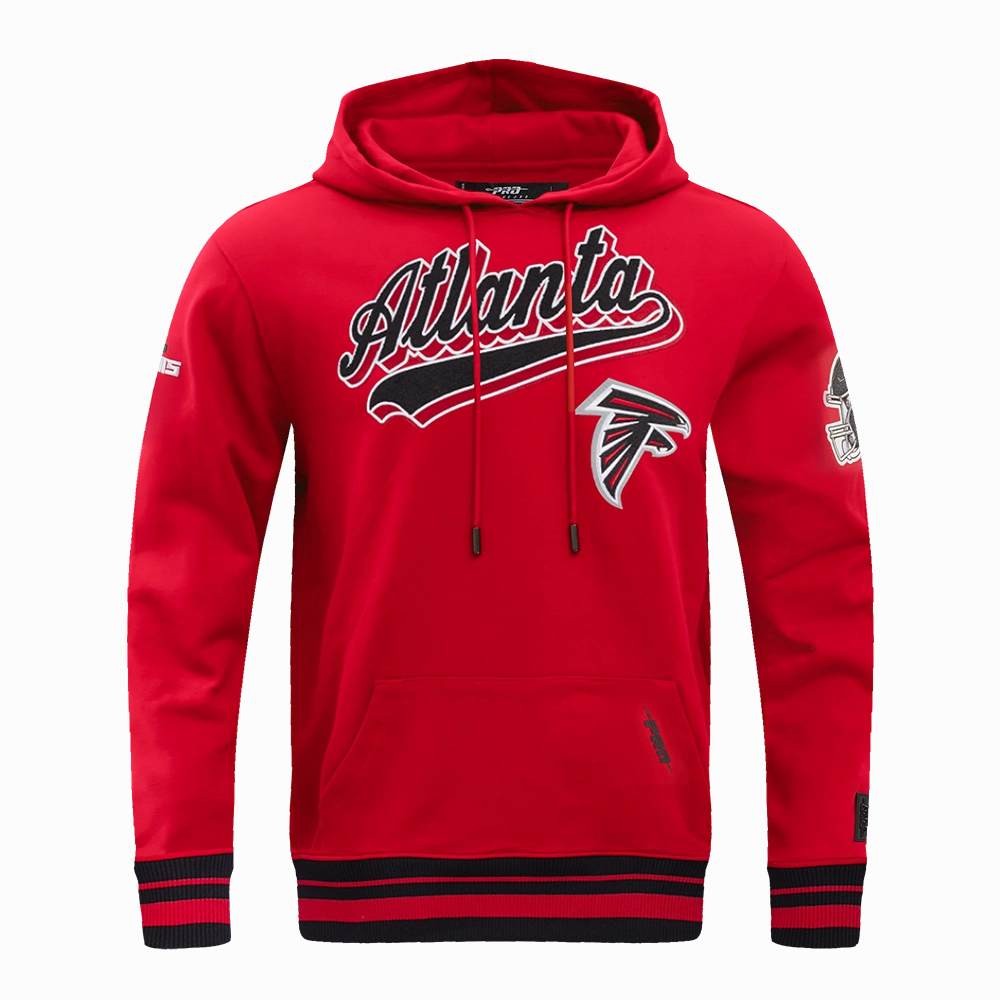 NFL ATLANTA FALCONS SCRIPT TAIL MEN'S RIB FLC PO HOODIE (RED/BLACK)