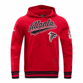 NFL ATLANTA FALCONS SCRIPT TAIL MEN'S RIB FLC PO HOODIE (RED/BLACK)