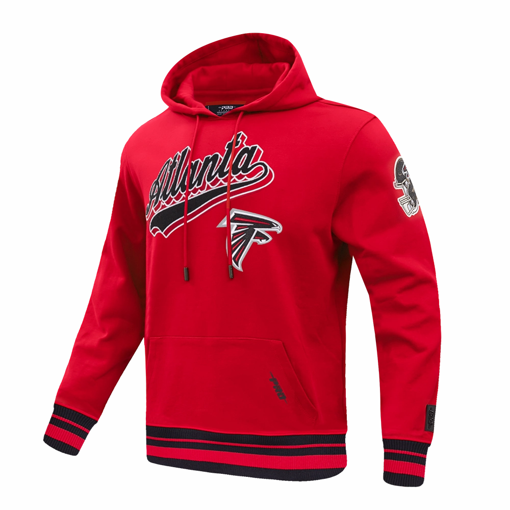 NFL ATLANTA FALCONS SCRIPT TAIL MEN'S RIB FLC PO HOODIE (RED/BLACK)