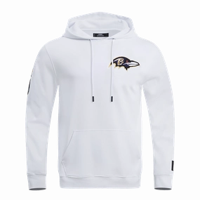 NFL BALTIMORE RAVENS CLASSIC CHENILLE DOUBLE KNIT PULLOVER HOODIE (WHITE)