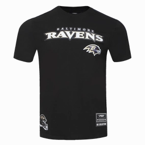 NFL BALTIMORE RAVENS CLASSIC MESH MEN'S SINGLE JERSEY STRIPED TEE (BLACK)