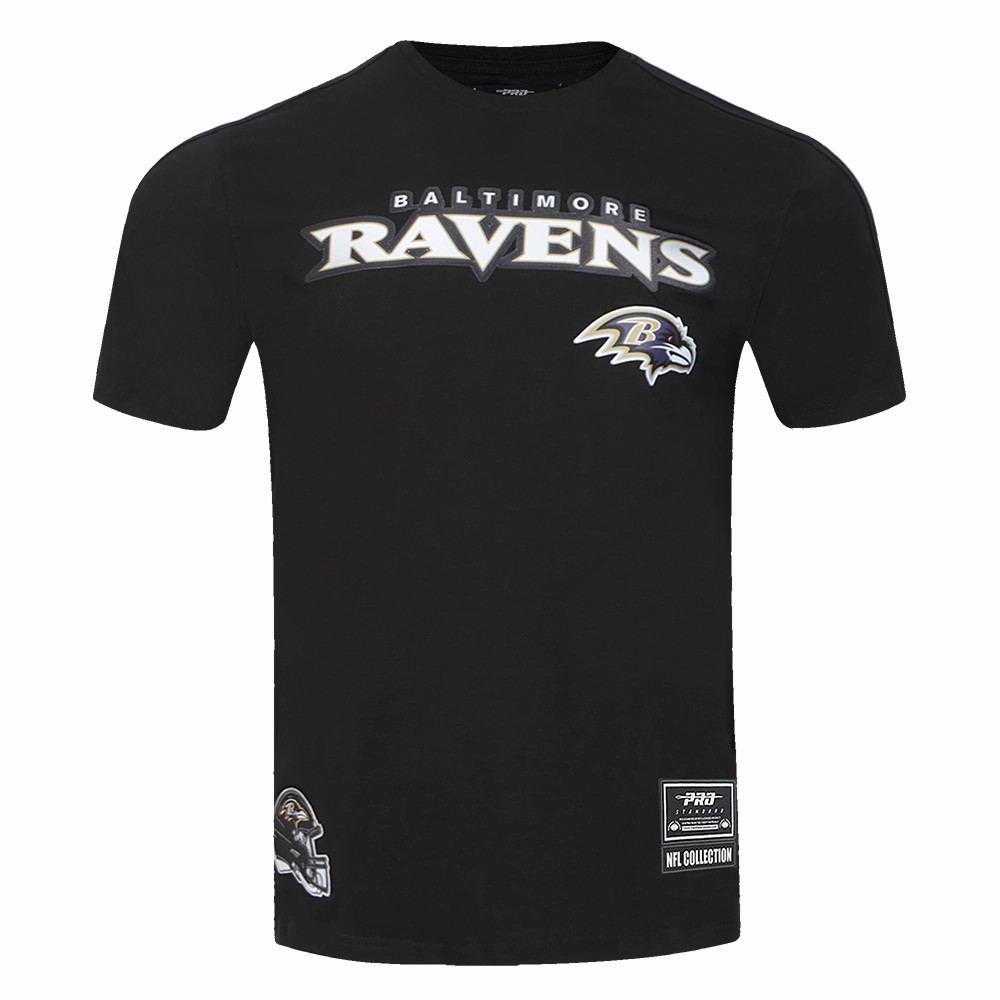 NFL BALTIMORE RAVENS CLASSIC MESH MEN'S SINGLE JERSEY STRIPED TEE (BLACK)