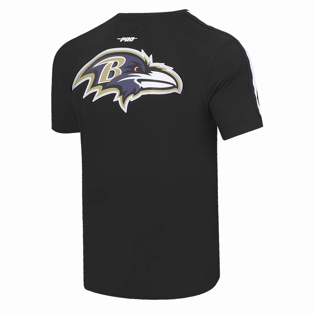 NFL BALTIMORE RAVENS CLASSIC MESH MEN'S SINGLE JERSEY STRIPED TEE (BLACK)