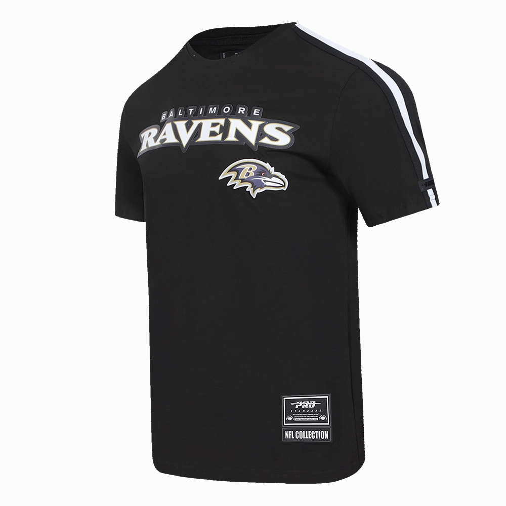 NFL BALTIMORE RAVENS CLASSIC MESH MEN'S SINGLE JERSEY STRIPED TEE (BLACK)