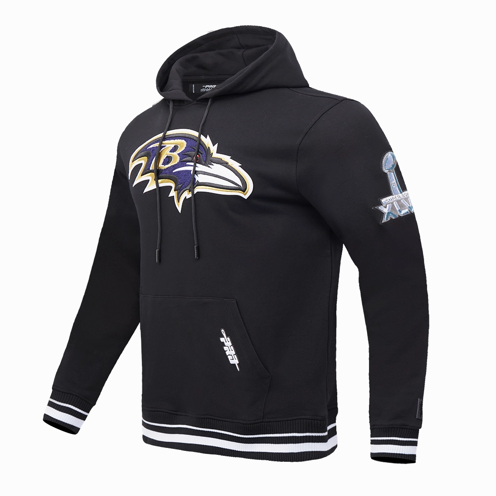 NFL BALTIMORE RAVENS MASHUP MEN'S MASHUP MEN'S RIB PULLOVER HOODIE (BLACK)